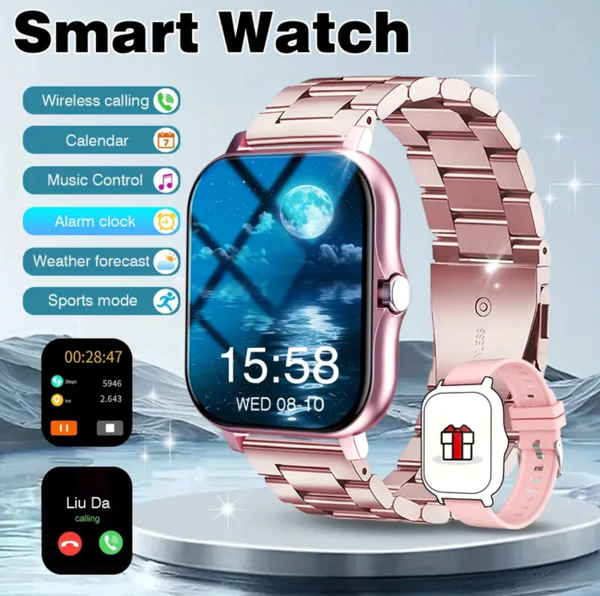 Hot Sale Fashion 2025 New Smart Watchs Bluetooth Call Message Reminder 24 Hour Health Monitor Smart Watch Gift for Men and Women
