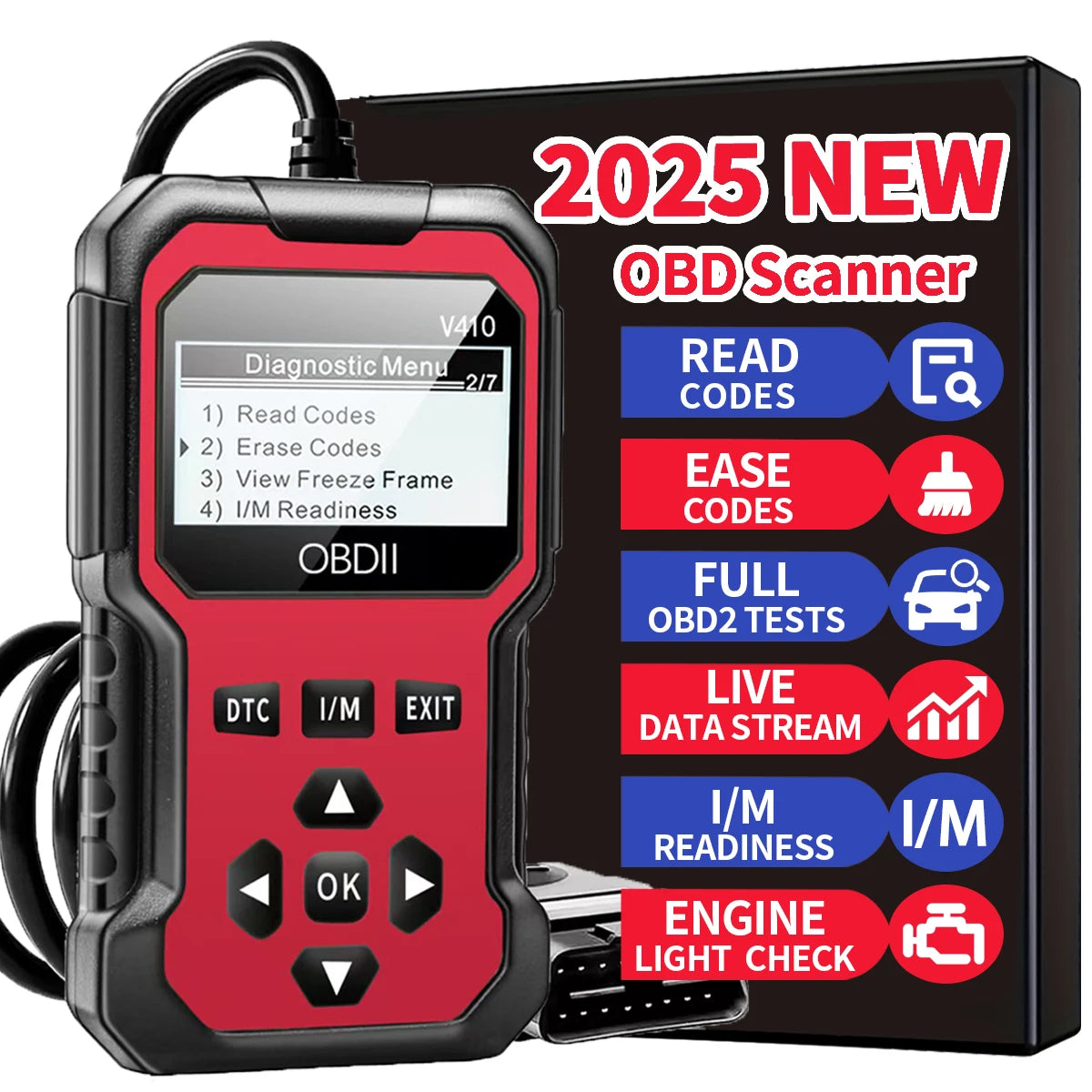 🚗 Universal OBD2 Car Diagnostic Scanner – Code Reader for All Vehicles Since 1996