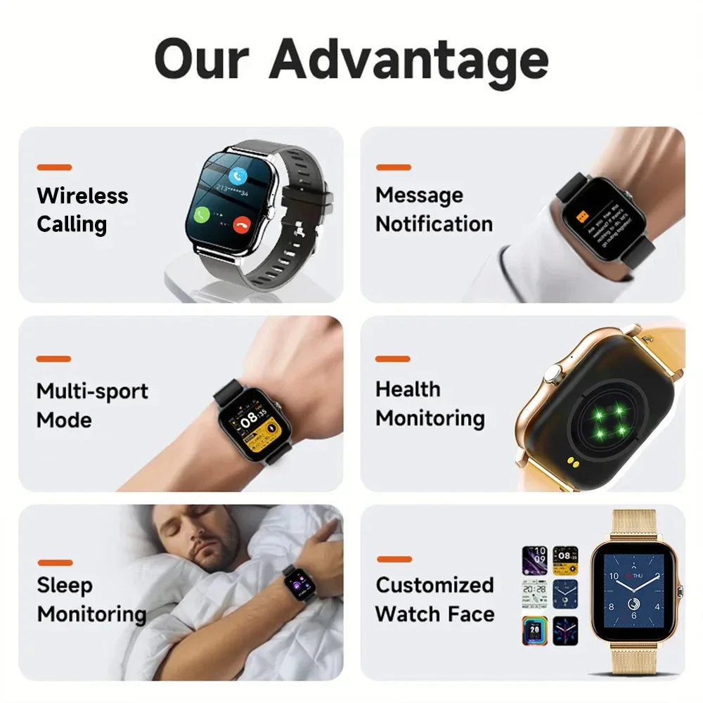 Hot Sale Fashion 2025 New Smart Watchs Bluetooth Call Message Reminder 24 Hour Health Monitor Smart Watch Gift for Men and Women