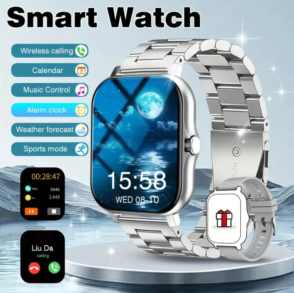 Hot Sale Fashion 2025 New Smart Watchs Bluetooth Call Message Reminder 24 Hour Health Monitor Smart Watch Gift for Men and Women