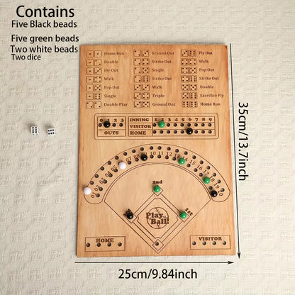 Baseball Dice Battle Game – Interactive Wooden Board with Marbles | Fun Sports Table Toy for Kids & Adults