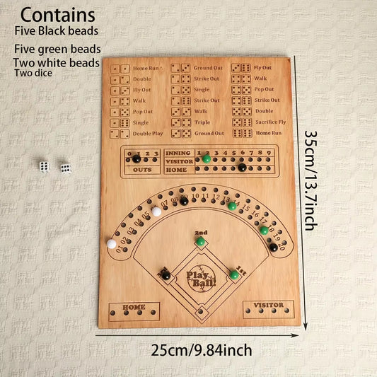 Baseball Dice Battle Game – Interactive Wooden Board with Marbles | Fun Sports Table Toy for Kids & Adults
