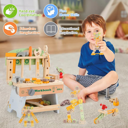 Wooden Kids Tool Bench – DIY Simulation Repair Play Set for Boys & Girls Ages 3–5 | Educational Montessori Gift