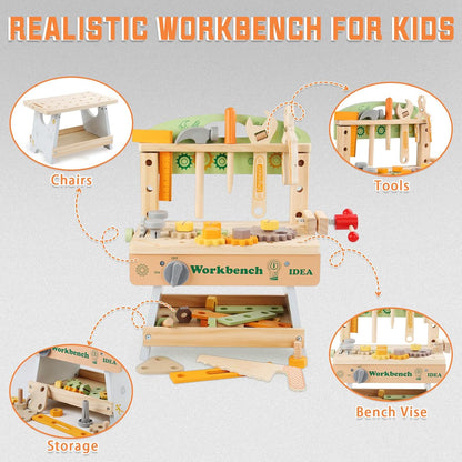 Wooden Kids Tool Bench – DIY Simulation Repair Play Set for Boys & Girls Ages 3–5 | Educational Montessori Gift