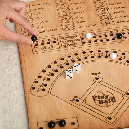 Baseball Dice Battle Game – Interactive Wooden Board with Marbles | Fun Sports Table Toy for Kids & Adults
